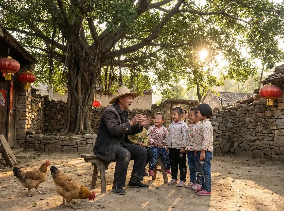 老人在大榕树下给孩子们讲故事 - 120分钟做爰A片免费 乡村记忆